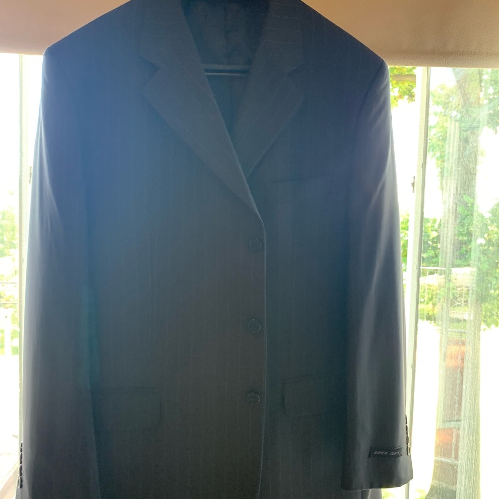 Brand new tags attached dark gray suit